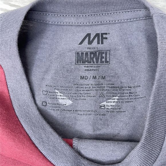 Deadpool T-Shirt by MF Two Tone Gray Red Spellout Sword Men's Medium Marvel Nice - Picture 6 of 8